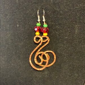 Handmade earrings made from natural materials.